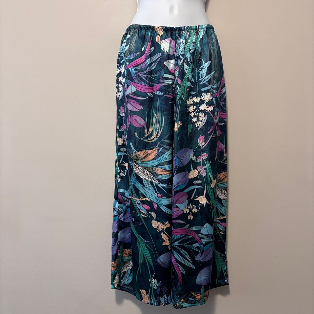 Linea Donatella Women's Medium Turquoise 2-Pc. Cropped Satin Pajamas Set NWT - Picture 6 of 10